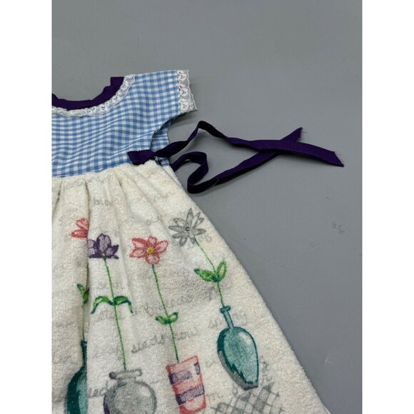 Decorative Kitchen Hand Towel Dress With Floral Print & Gingham Top white READ - Picture 8 of 9